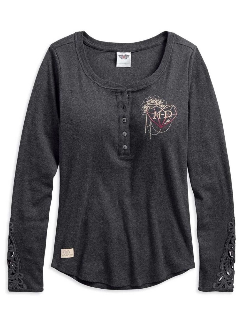 Harley-Davidson Love & Let Ride Long Sleeve Black Henley size L